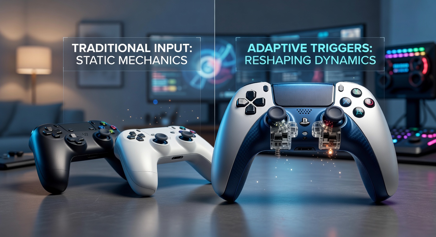 Close-up view of adaptive trigger components in a wireless gaming controller showing variable resistance mechanisms