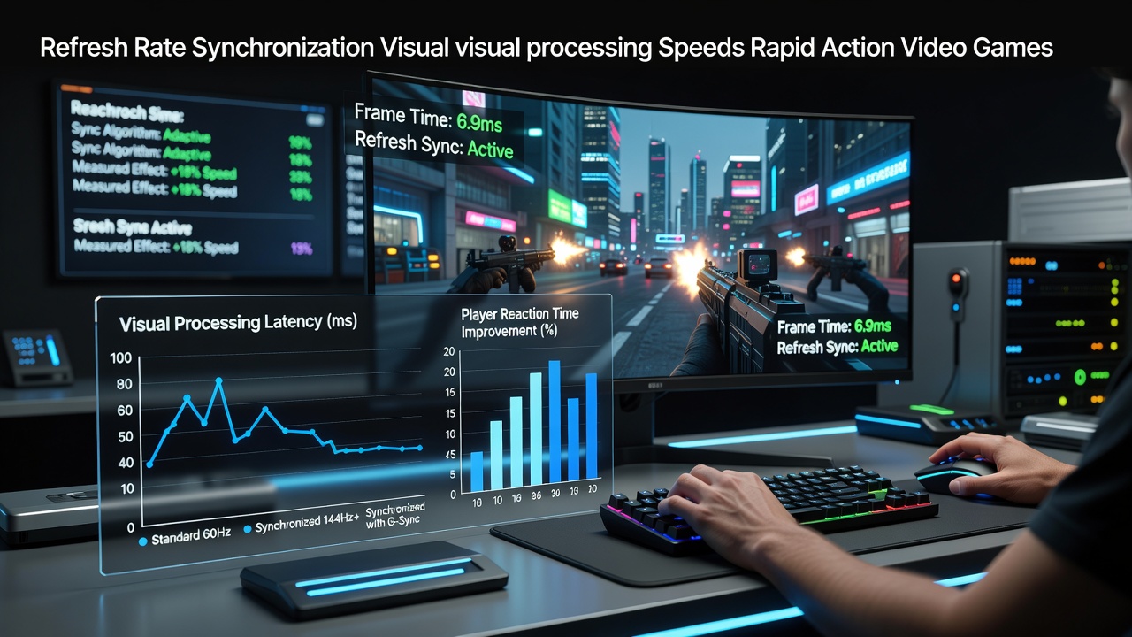 Professional esports player using high-refresh-rate monitor with adaptive synchronization during competitive FPS match